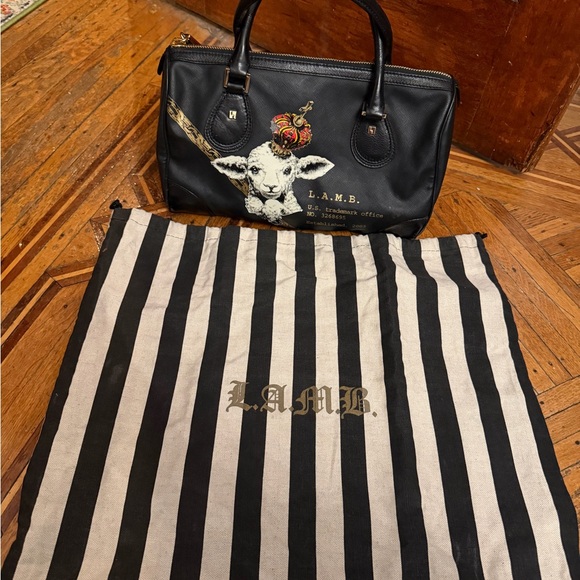 L.A.M.B. Gwen Stefani Lamb Graphic Satchel Handbag Black Y2K - Picture 17 of 17